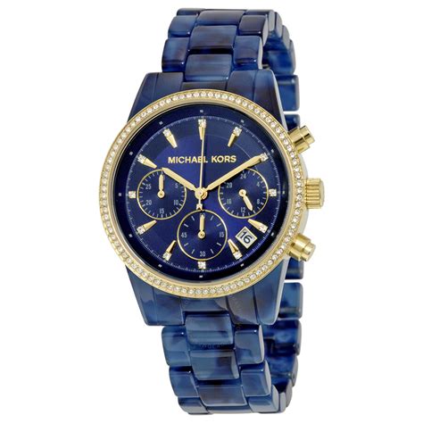 michael kors navy blue watch|Michael Kors blue chronograph.